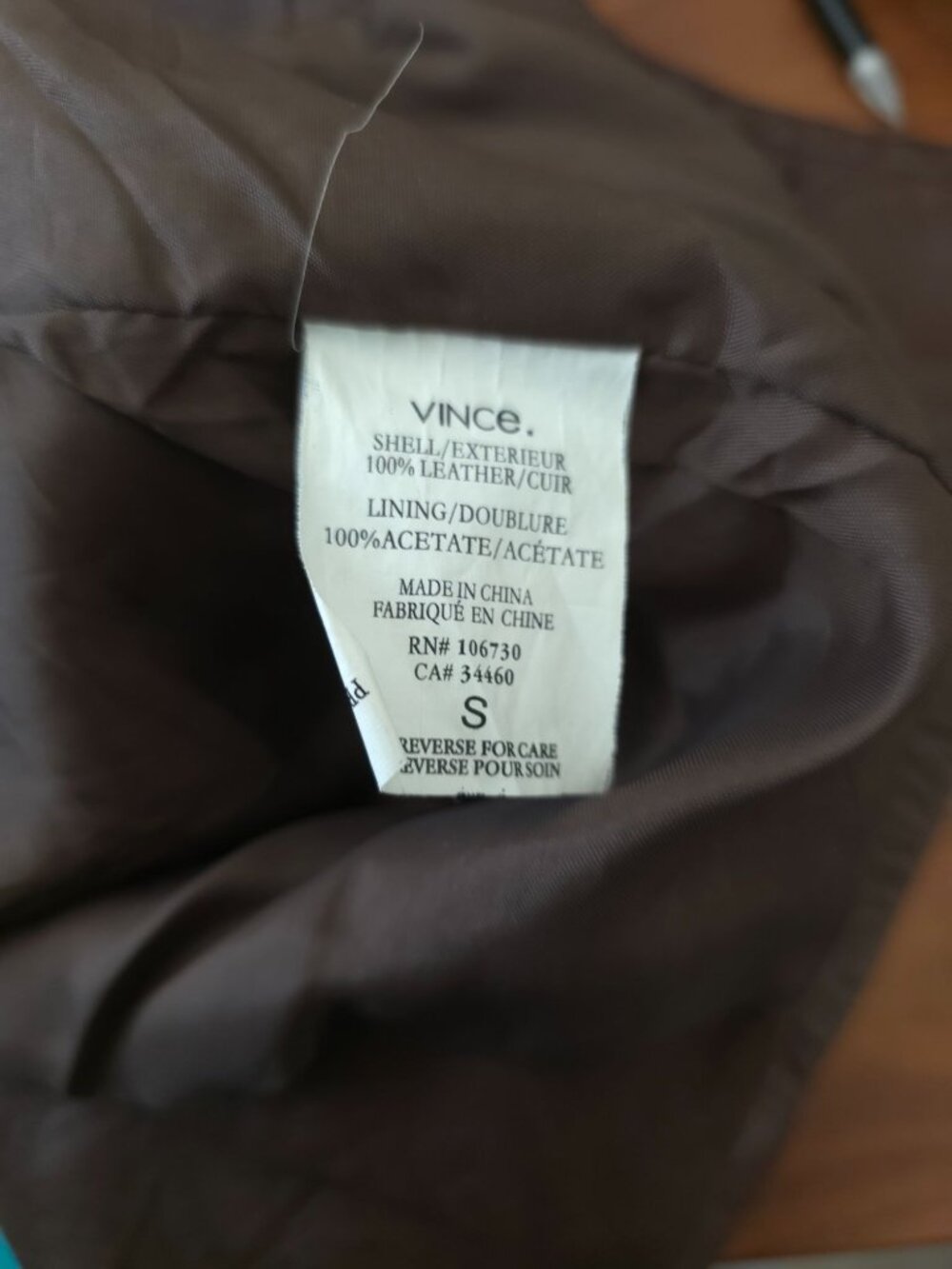 Vince Brown Leather 3/4 Sleeve Big Button-Front Coat Jacket Women's Size S - Picture 7 of 9